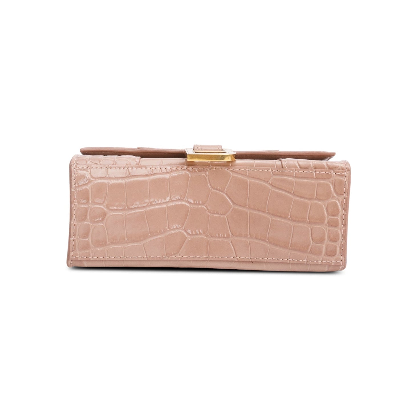 Balenciaga Beige Croc-Embossed Leather XS Hourglass Top Handle Bag