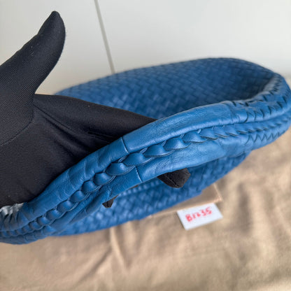 Bottega Veneta Veneta Hobo Medium Blue Intrecciato Leather Bag 47cm