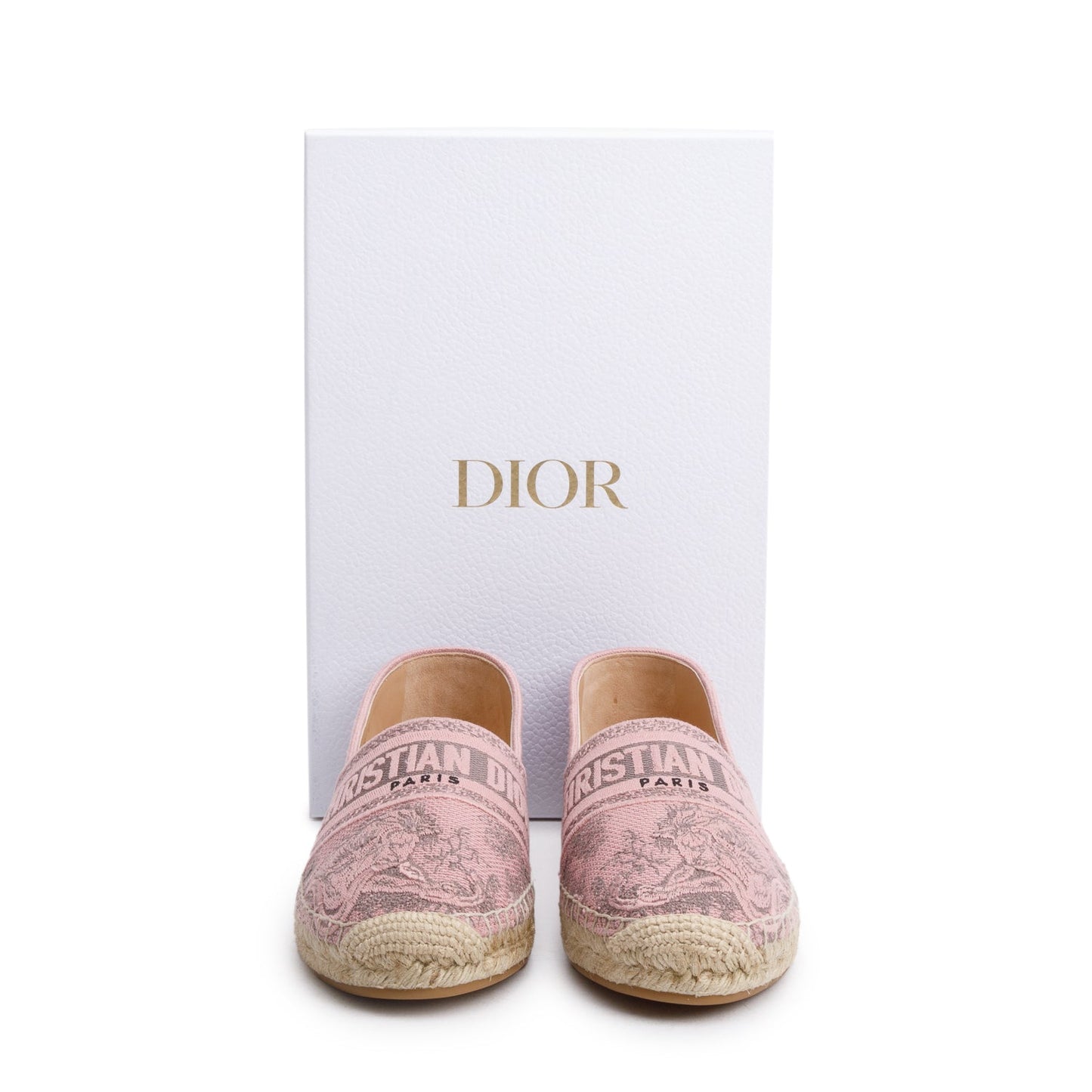 Christian Dior Pink Embroidered Toile De Jouy Granville Espadrille, Size 40