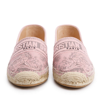 Christian Dior Pink Embroidered Toile De Jouy Granville Espadrille, Size 40