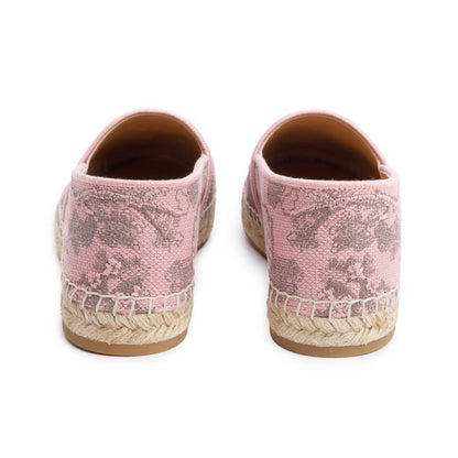 Christian Dior Pink Embroidered Toile De Jouy Granville Espadrille, Size 40