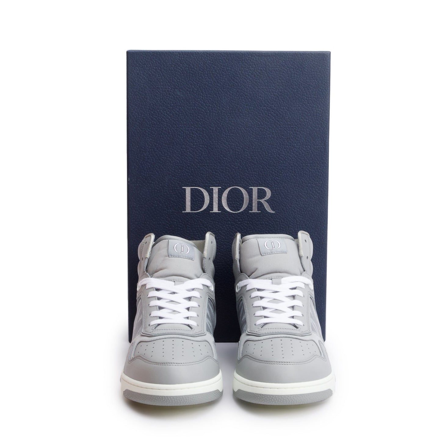 Christian Dior Grey Leather Oblique Jacquard B27 High-Top Sneakers, Men's Size 45