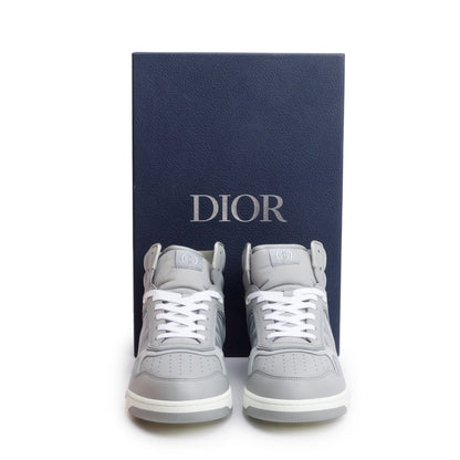 Christian Dior Grey Leather Oblique Jacquard B27 High-Top Sneakers, Men's Size 45