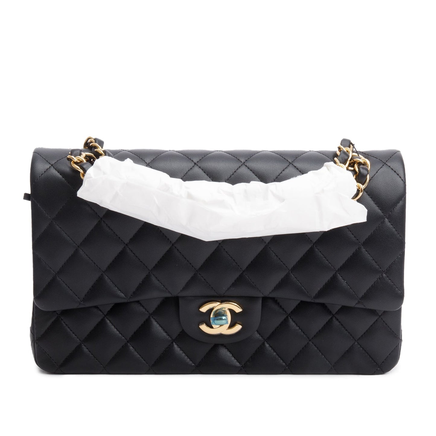 Chanel 2025 Black Quilted Lambskin Leather Classic Medium Double Flap Bag