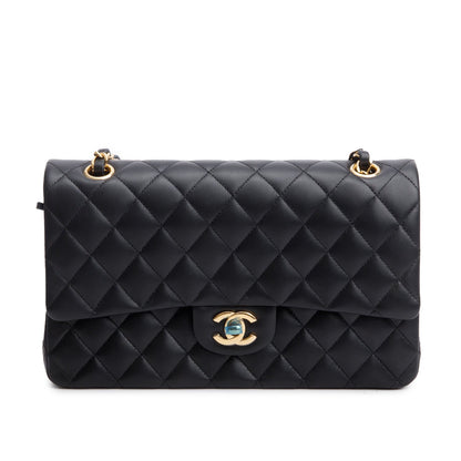 Chanel 2025 Black Quilted Lambskin Leather Classic Medium Double Flap Bag
