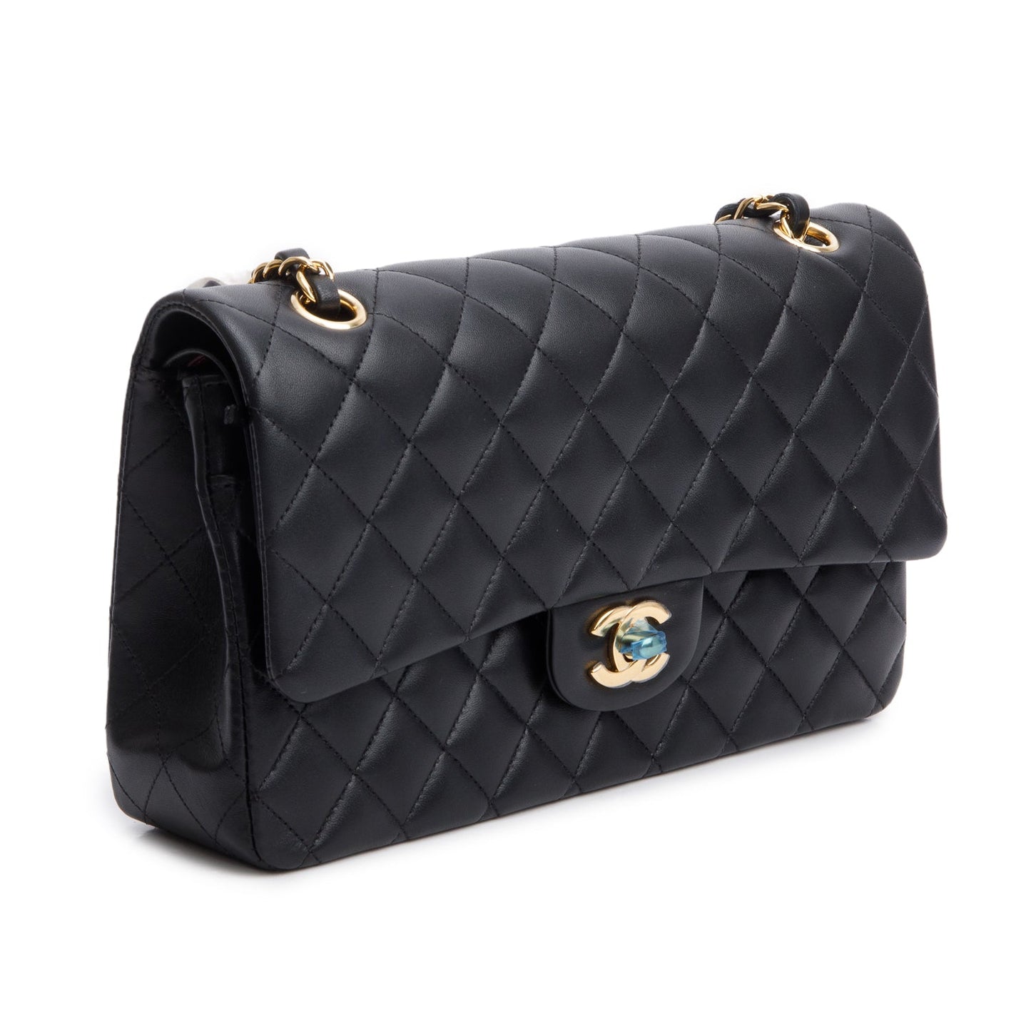 Chanel 2025 Black Quilted Lambskin Leather Classic Medium Double Flap Bag