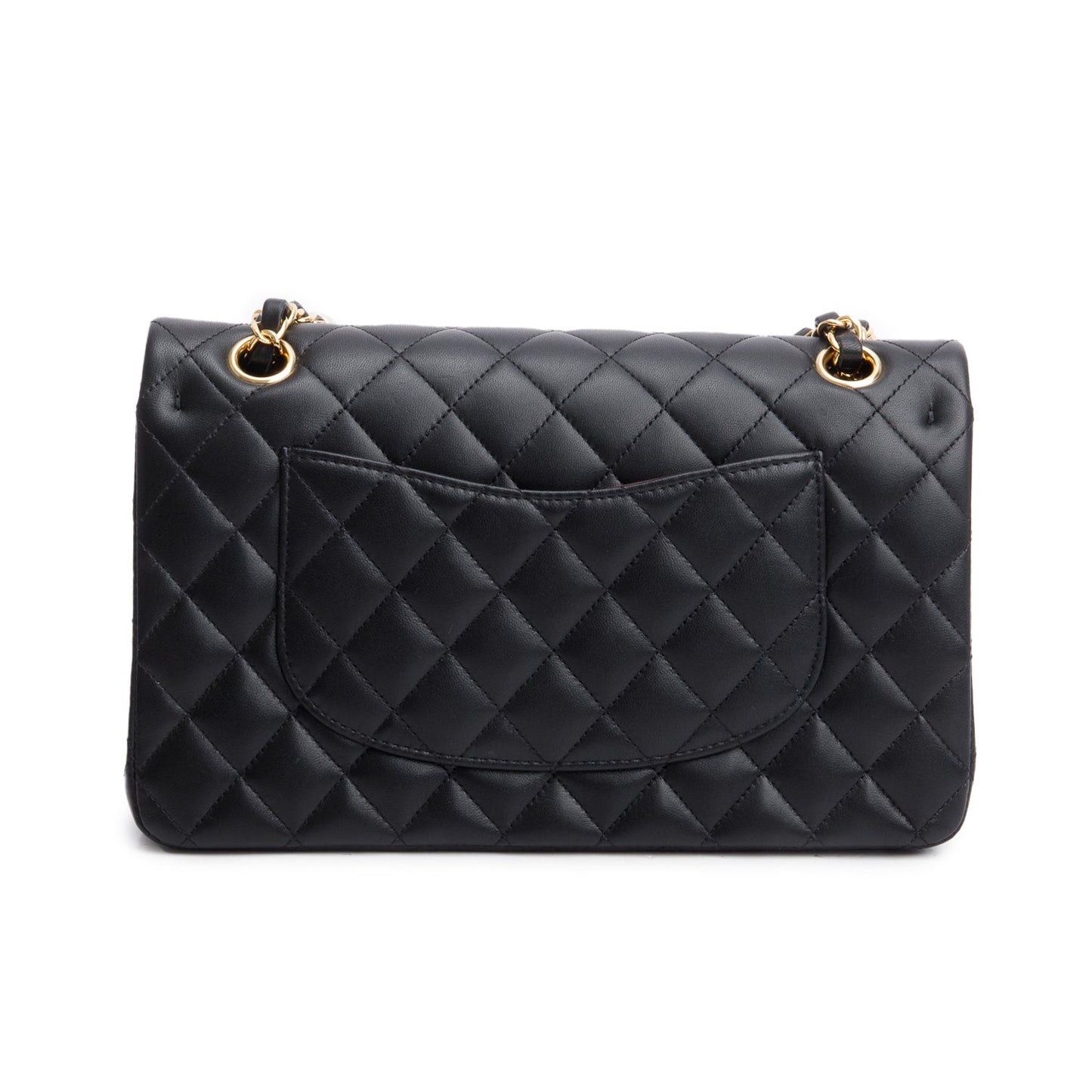 Chanel 2025 Black Quilted Lambskin Leather Classic Medium Double Flap Bag