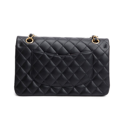 Chanel 2025 Black Quilted Lambskin Leather Classic Medium Double Flap Bag