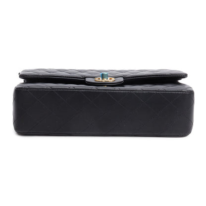Chanel 2025 Black Quilted Lambskin Leather Classic Medium Double Flap Bag