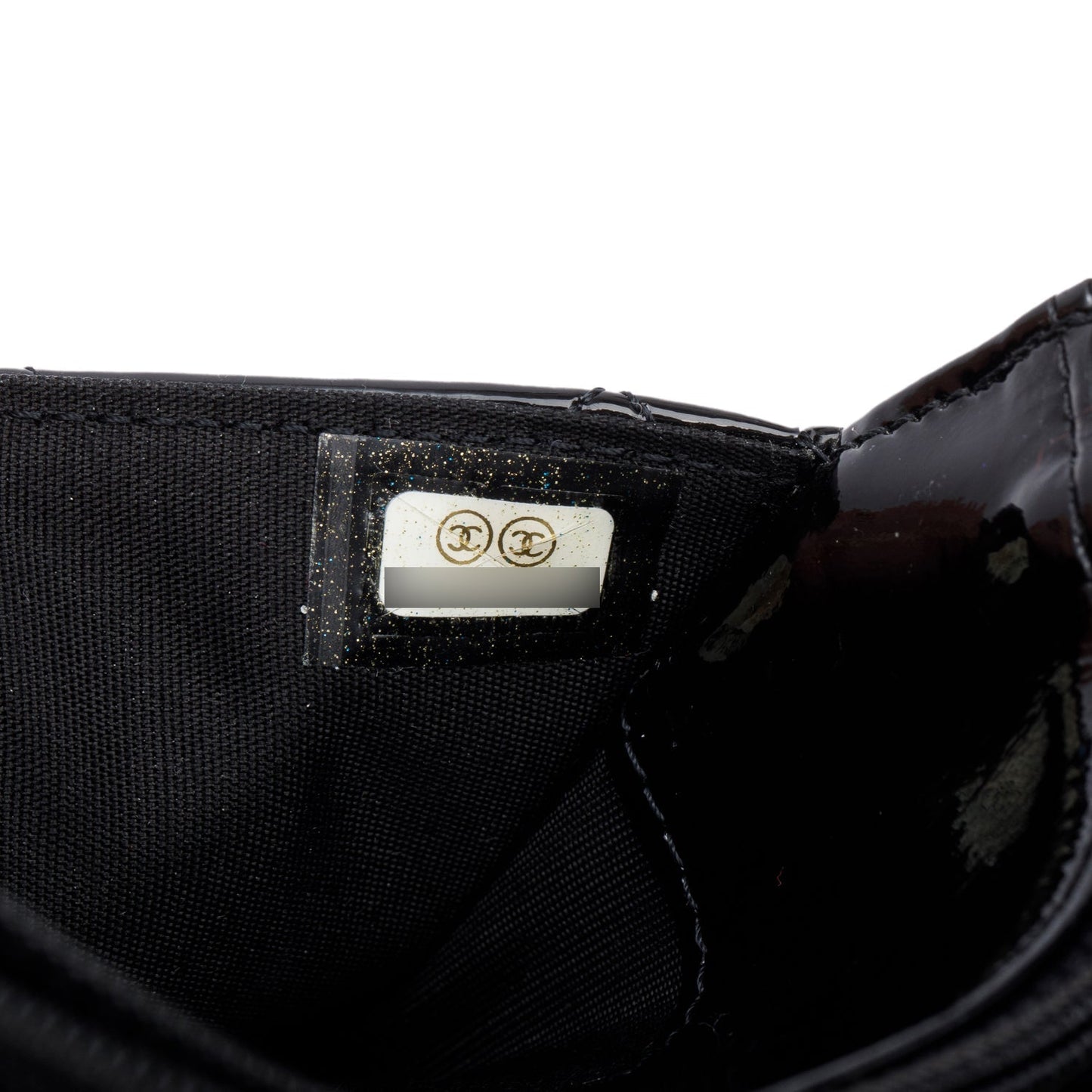 Chanel Black Quilted Patent Leather Classic Wallet on Chain