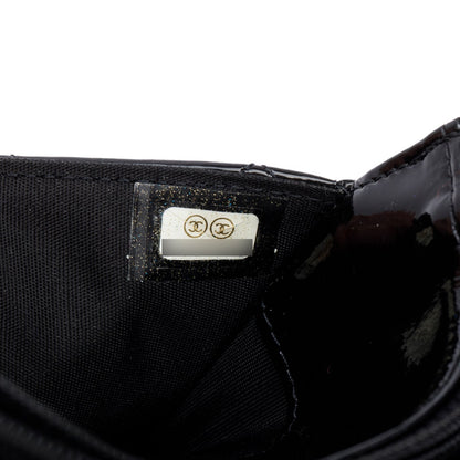 Chanel Black Quilted Patent Leather Classic Wallet on Chain