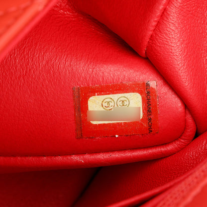 Chanel Red Quilted Patent Leather Classic Mini Rectangular Flap Bag