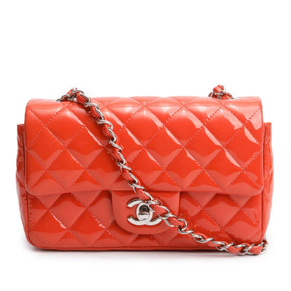 Chanel Red Quilted Patent Leather Classic Mini Rectangular Flap Bag