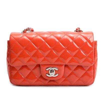 Chanel Red Quilted Patent Leather Classic Mini Rectangular Flap Bag
