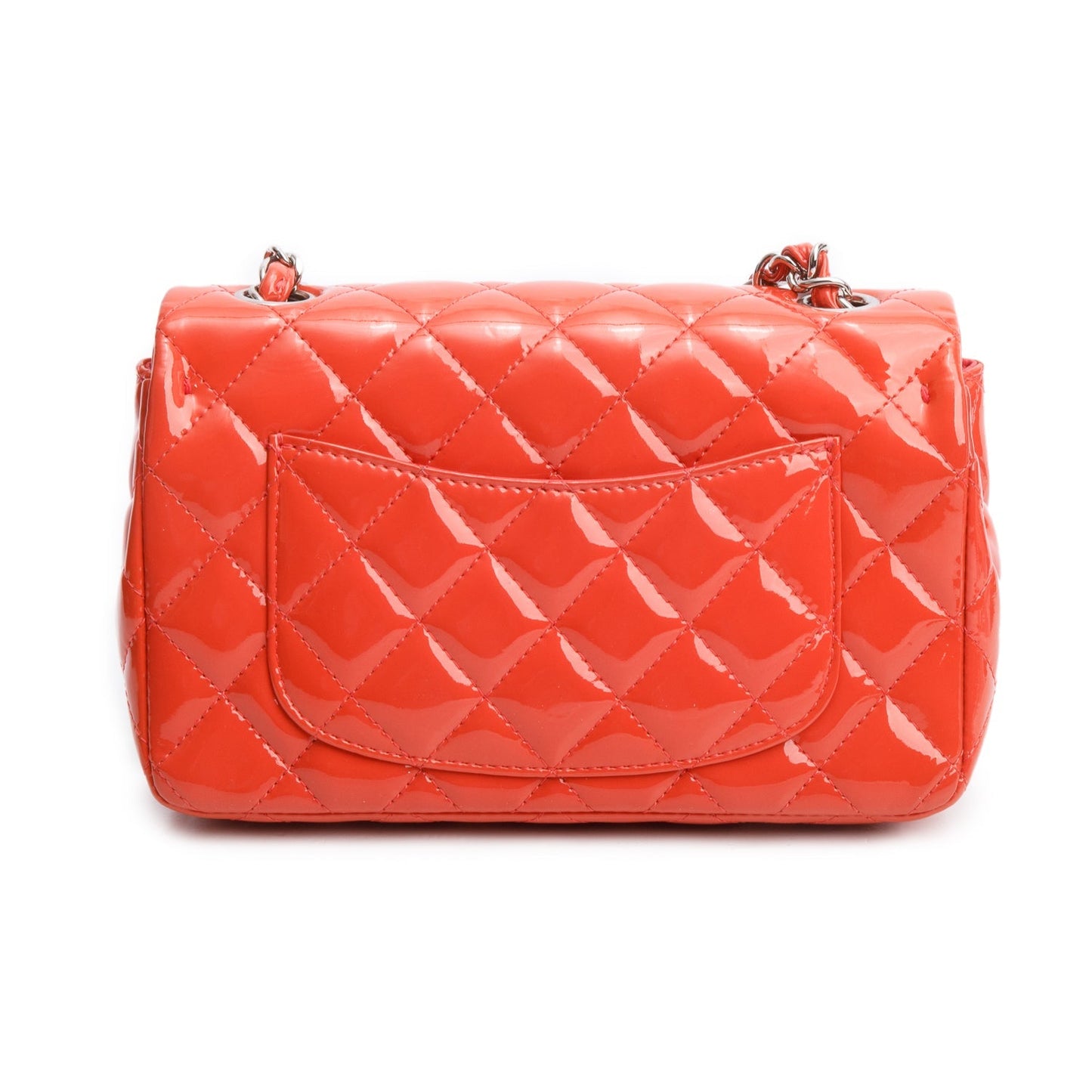 Chanel Red Quilted Patent Leather Classic Mini Rectangular Flap Bag