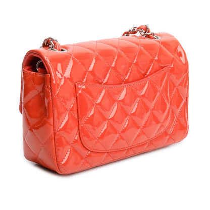 Chanel Red Quilted Patent Leather Classic Mini Rectangular Flap Bag