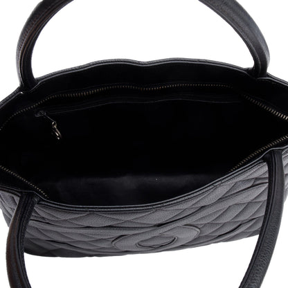 Chanel Vintage Black Caviar Leather Medallion Tote