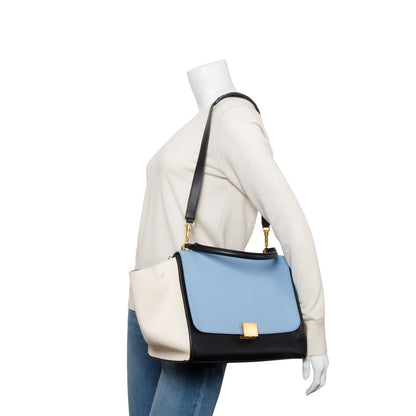 Celine Tricolor Calfskin Leather Medium Trapeze Bag