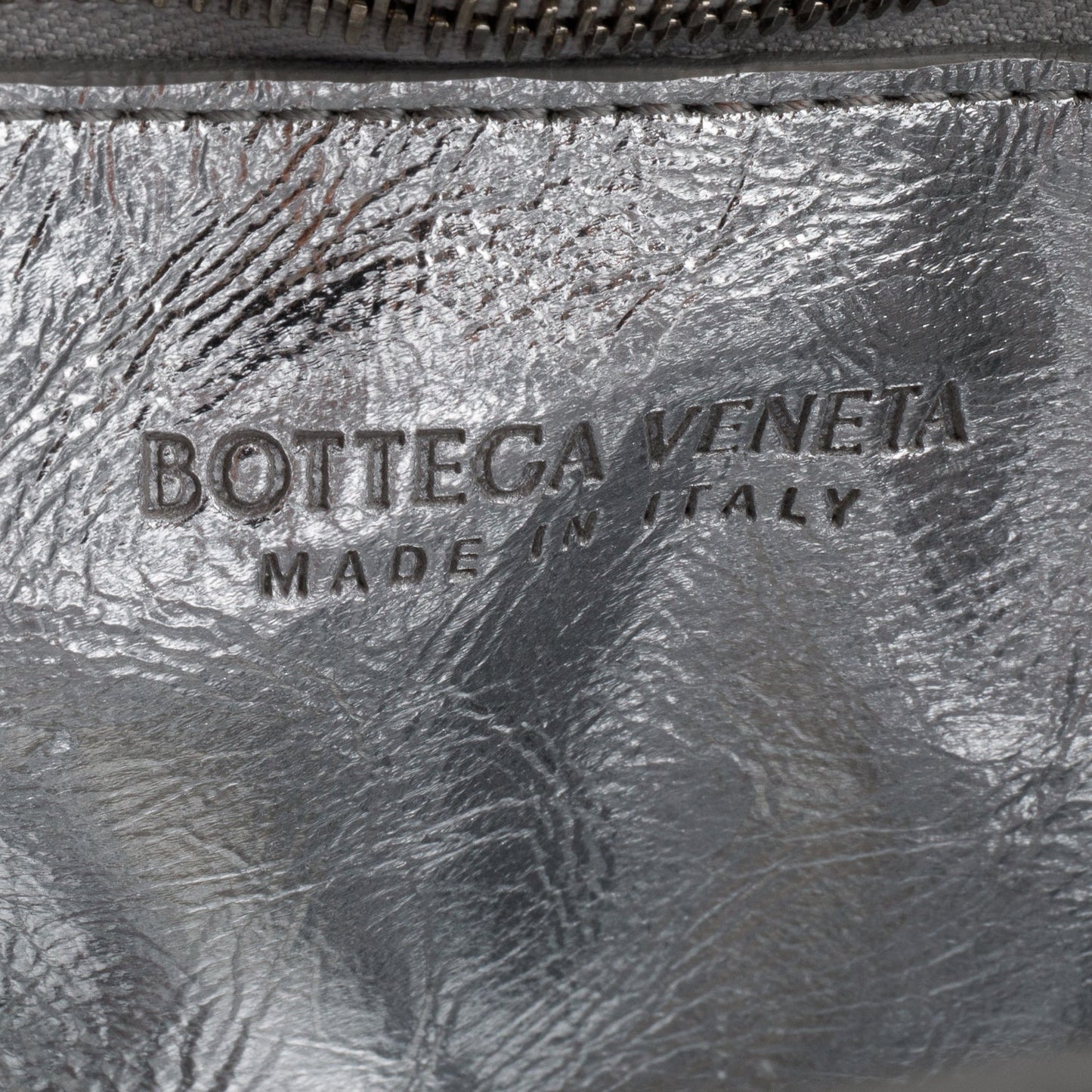 Bottega Veneta Silver Metallic Nappa Intrecciato Padded Chain Cassette Bag