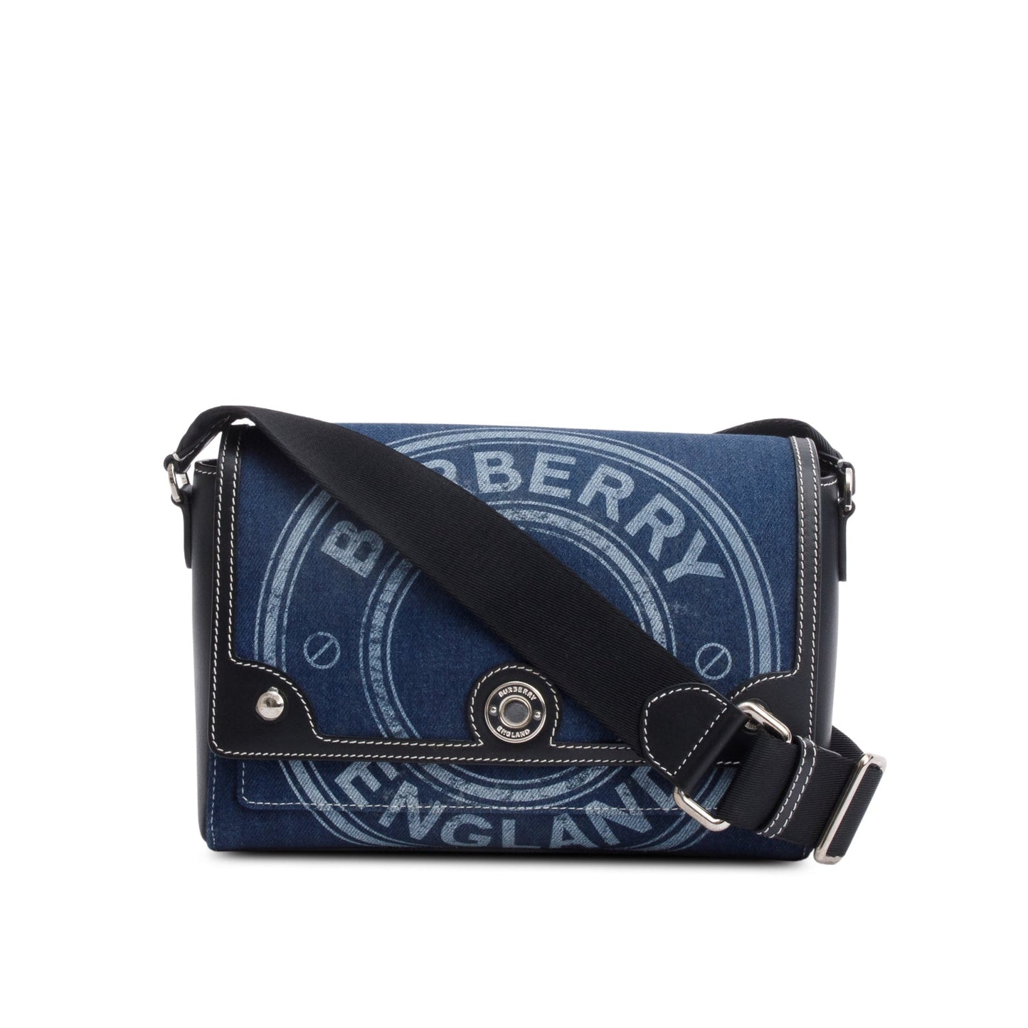 Burberry Blue Denim Logo Print Note Crossbody Bag