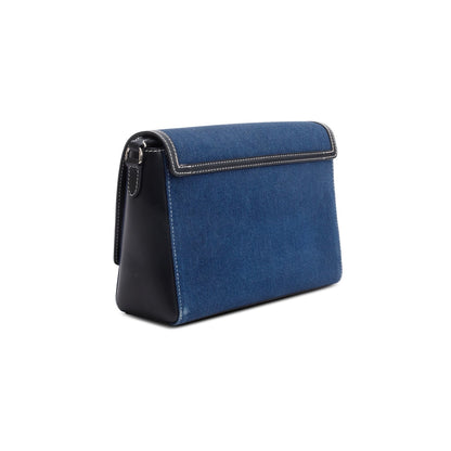 Burberry Blue Denim Logo Print Note Crossbody Bag