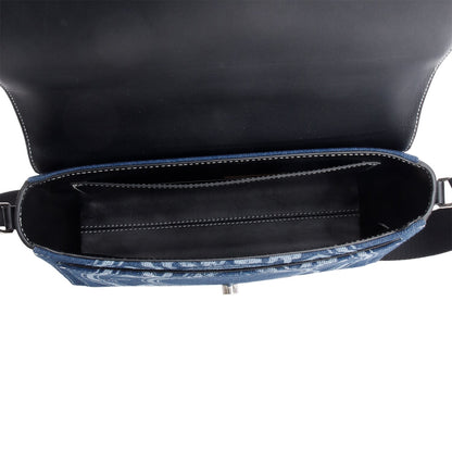 Burberry Blue Denim Logo Print Note Crossbody Bag
