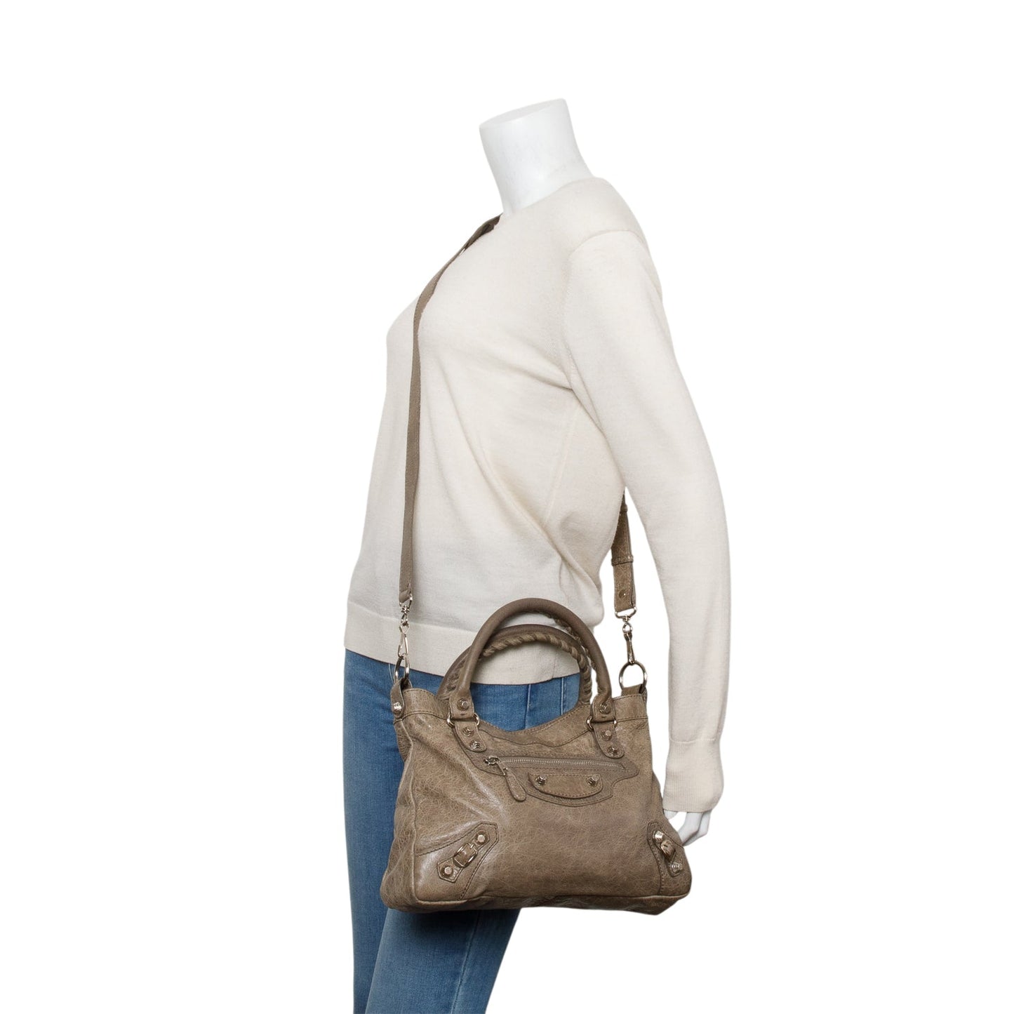 Balenciaga Taupe Motocross Agneau Leather Giant 12 City Bag