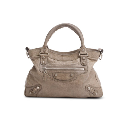 Balenciaga Taupe Motocross Agneau Leather Giant 12 City Bag