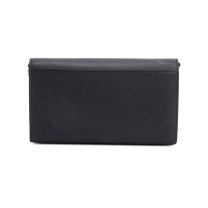 Burberry Black Calfskin Leather TB Hanna Wallet on Chain