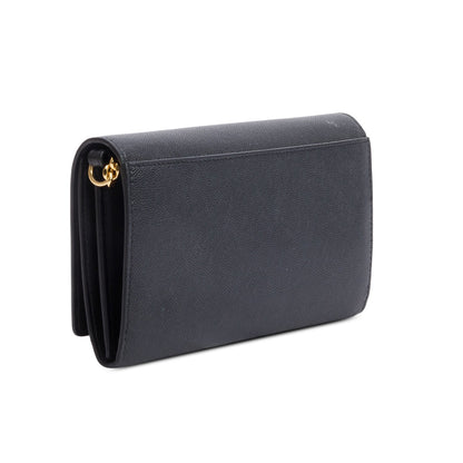 Burberry Black Calfskin Leather TB Hanna Wallet on Chain