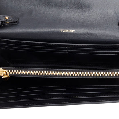 Burberry Black Calfskin Leather TB Hanna Wallet on Chain