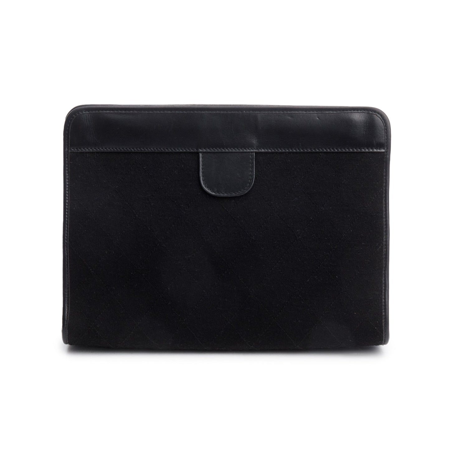 Chanel Black Quilted CC Jersey Frame Clutch