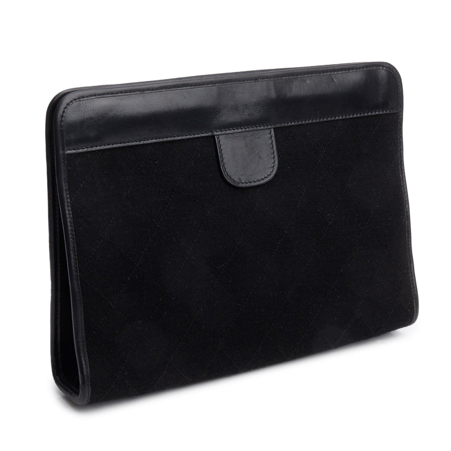 Chanel Black Quilted CC Jersey Frame Clutch