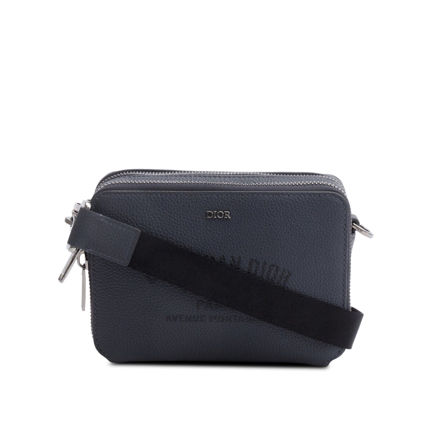 Christion Dior 2020 Grey Leather Double Zipped Pouch Crossbody
