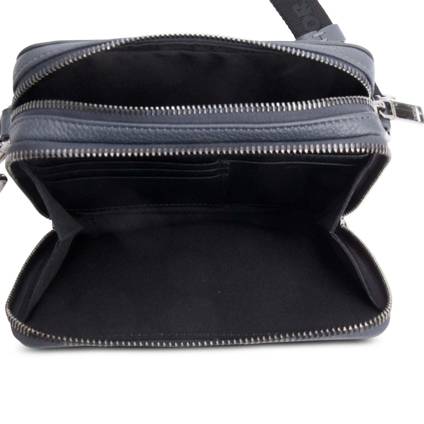 Christion Dior 2020 Grey Leather Double Zipped Pouch Crossbody