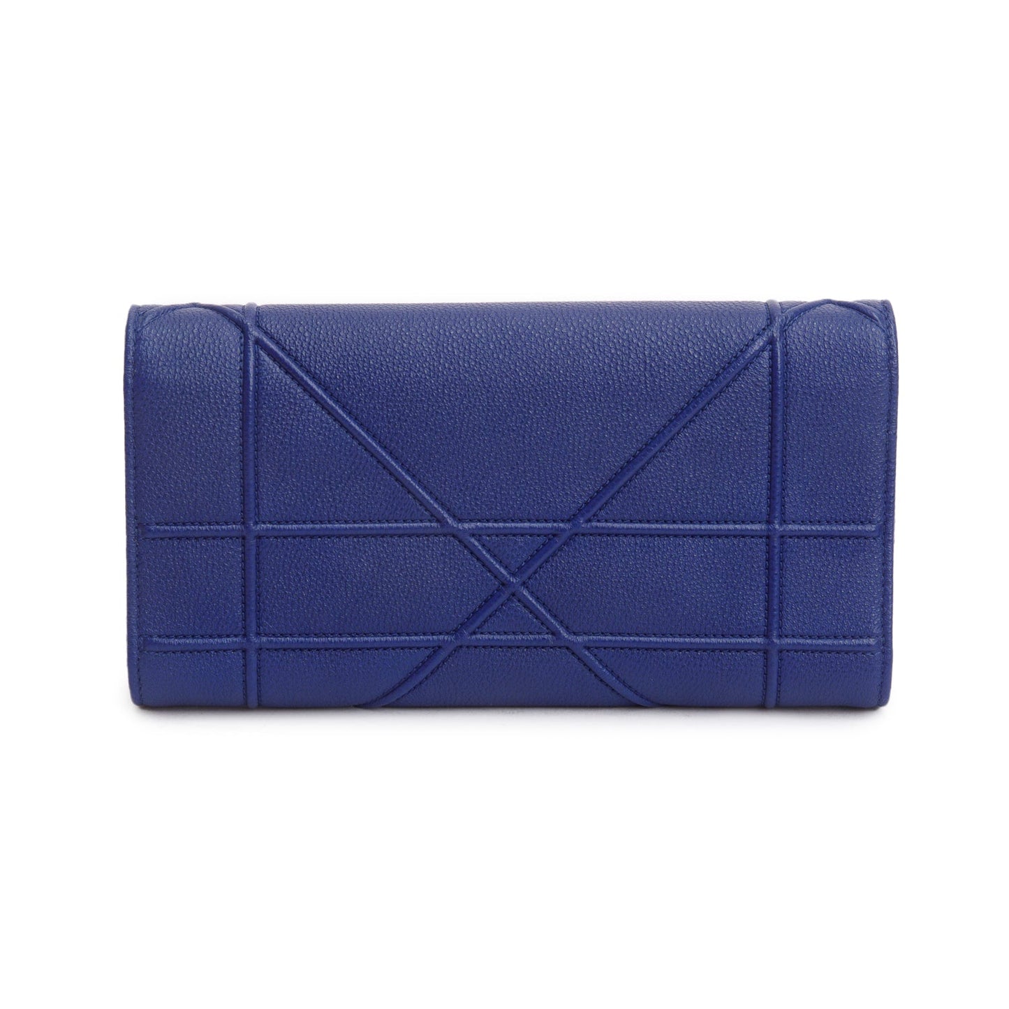 Christian Dior Blue Grained Calfskin Leather Diorama Croisiere Wallet on Chain