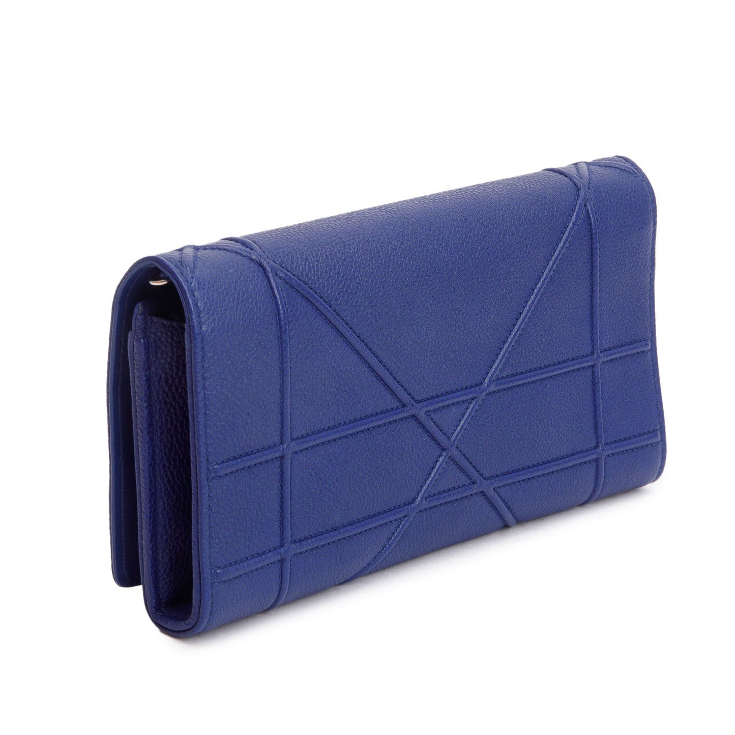 Christian Dior Blue Grained Calfskin Leather Diorama Croisiere Wallet on Chain