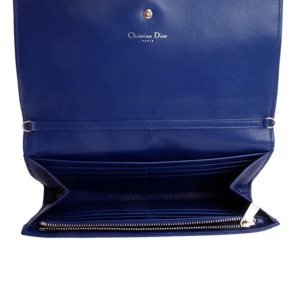 Christian Dior Blue Grained Calfskin Leather Diorama Croisiere Wallet on Chain