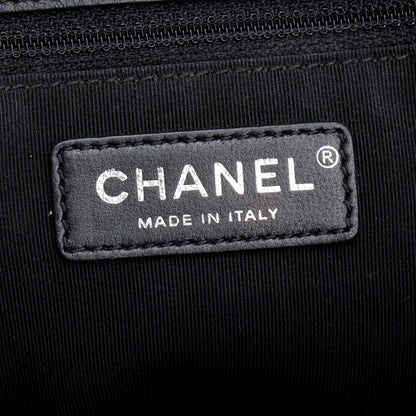 Chanel Black Quilted Calfskin Leather Large Frame In Chain Flap Bag