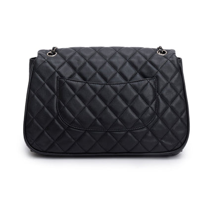 Chanel Black Quilted Calfskin Leather Large Frame In Chain Flap Bag