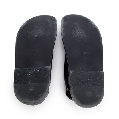 Chanel Black Caviar Leather Interlocking CC Logo Sandals, Size 36.5