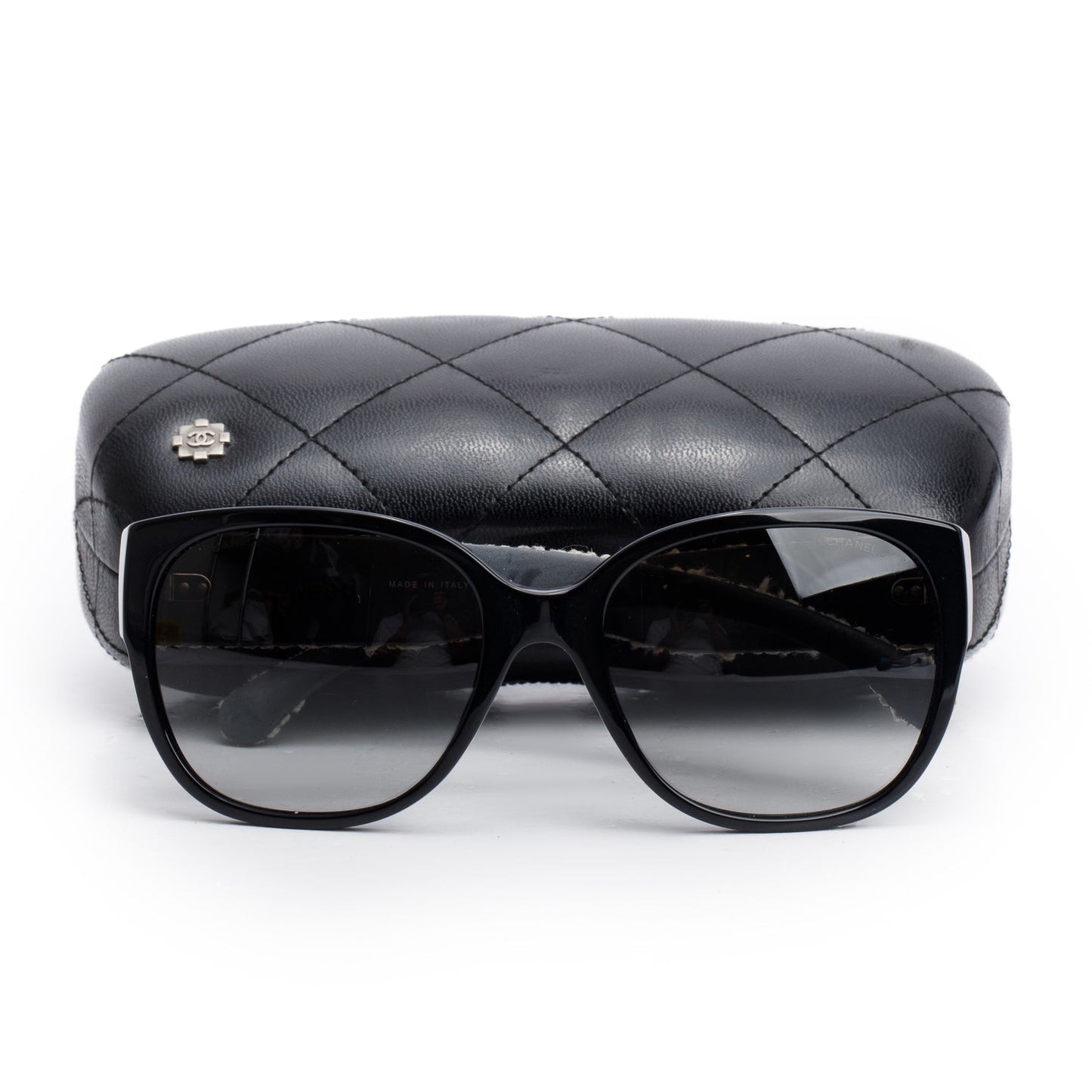 Chanel 5237 Black Acetate Tweed CC Sunglasses