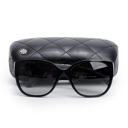 Chanel 5237 Black Acetate Tweed CC Sunglasses