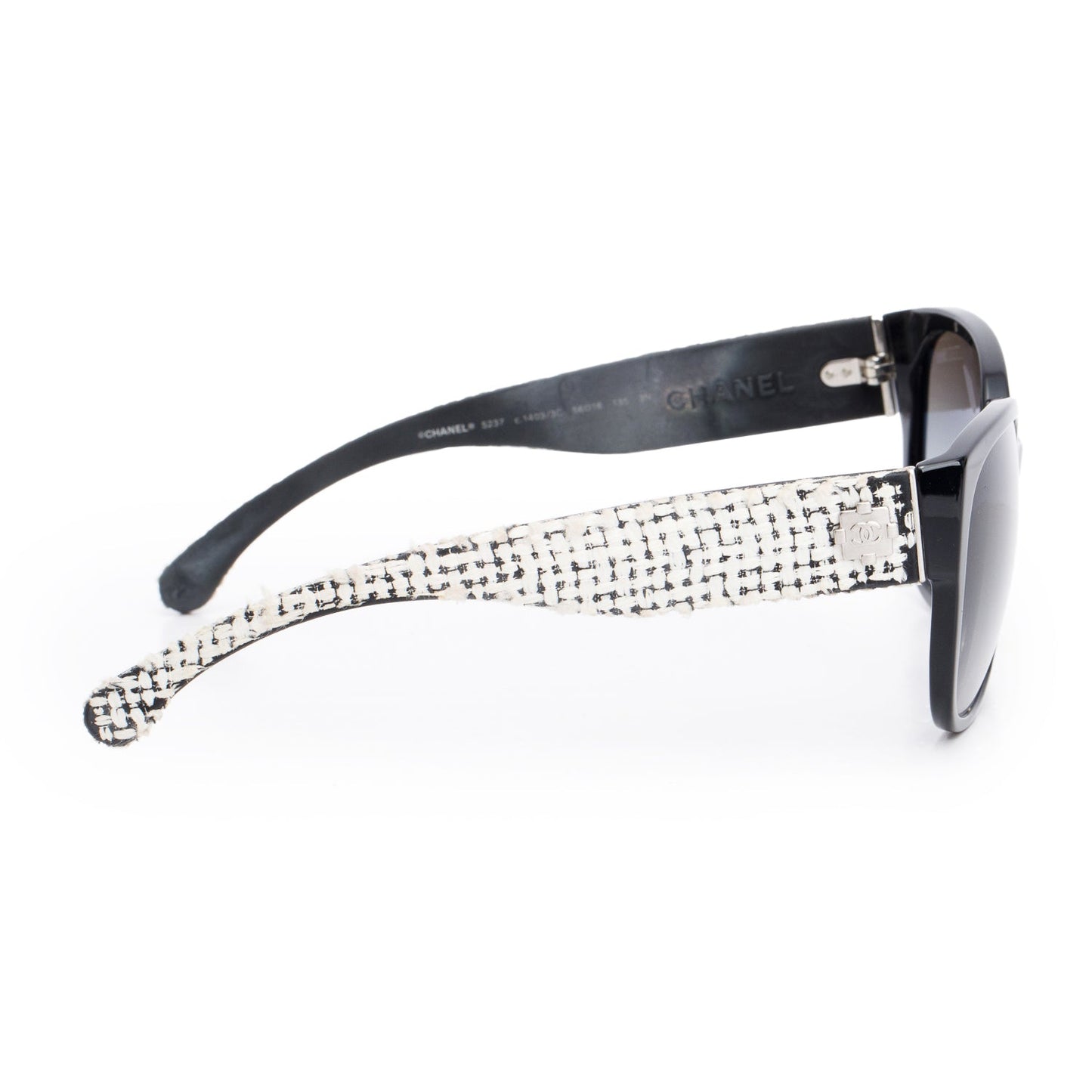 Chanel 5237 Black Acetate Tweed CC Sunglasses