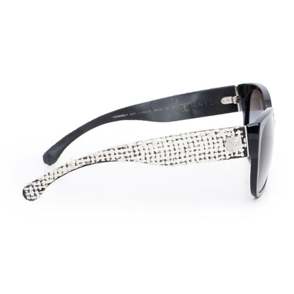 Chanel 5237 Black Acetate Tweed CC Sunglasses