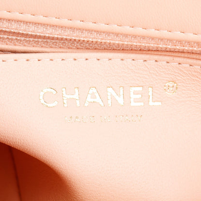 Chanel 2022 Peach Quilted Lambskin Leather Classic Square Mini Flap Bag