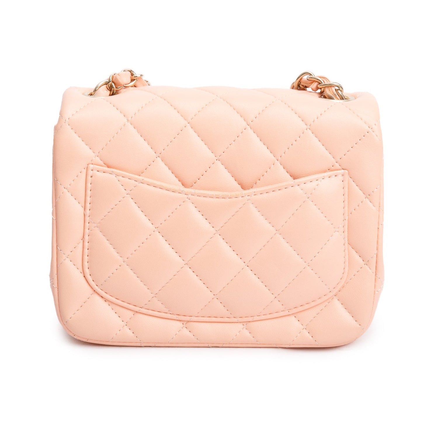 Chanel 2022 Peach Quilted Lambskin Leather Classic Square Mini Flap Bag