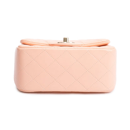 Chanel 2022 Peach Quilted Lambskin Leather Classic Square Mini Flap Bag