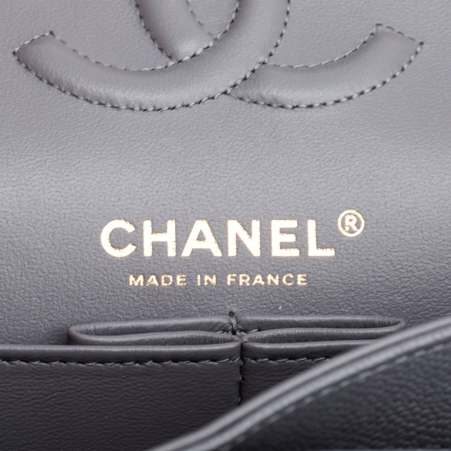 Chanel 2024 Grey Quilted Caviar Leather Classic Small Double Flap Bag