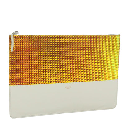 Luxury CELINE Clutch Bag Leather Cream  63559